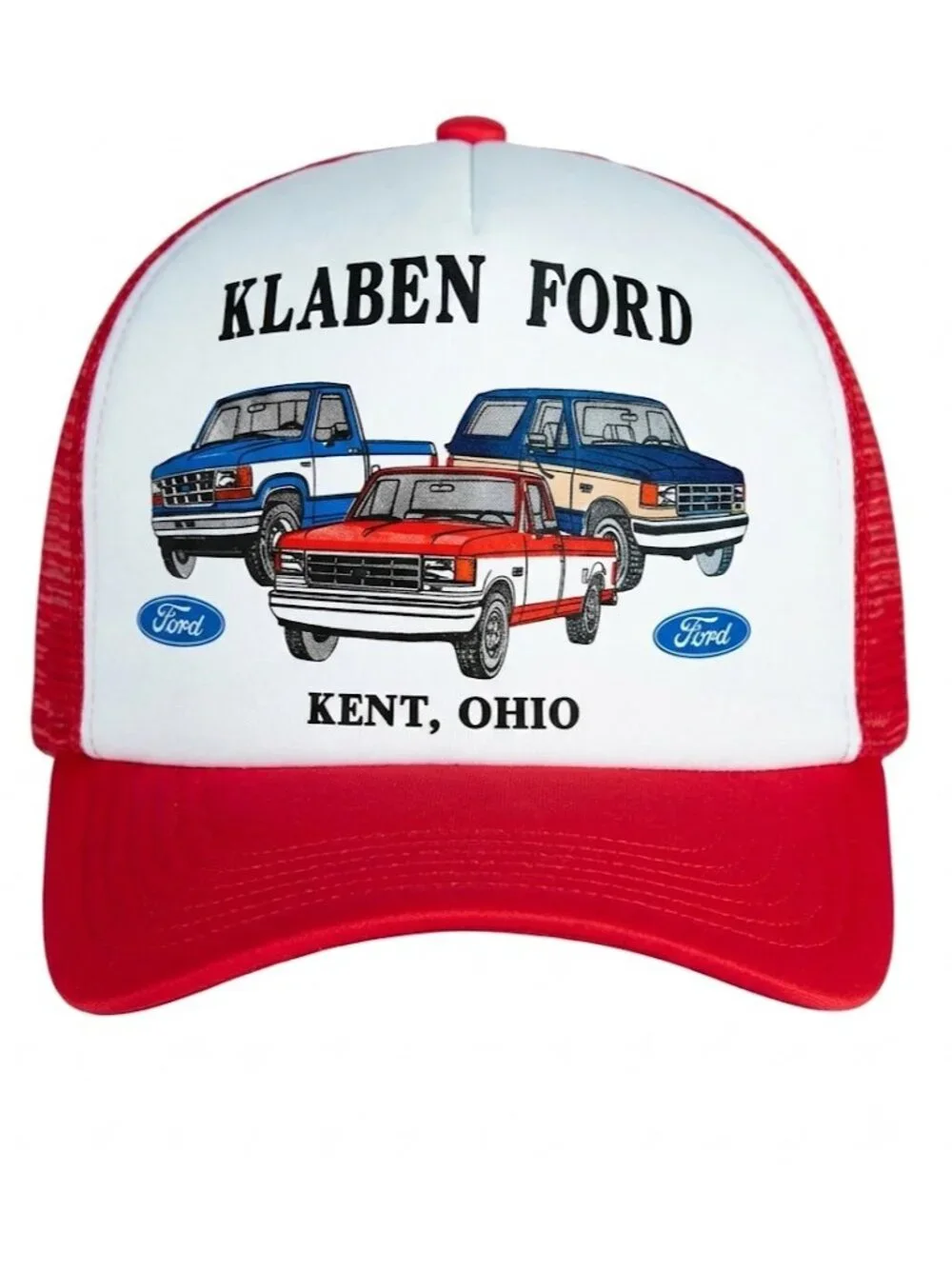 Retro Klaben Ford Trucks Foam Trucker Hat Red White OBS Offroad SUV Bronco 80s